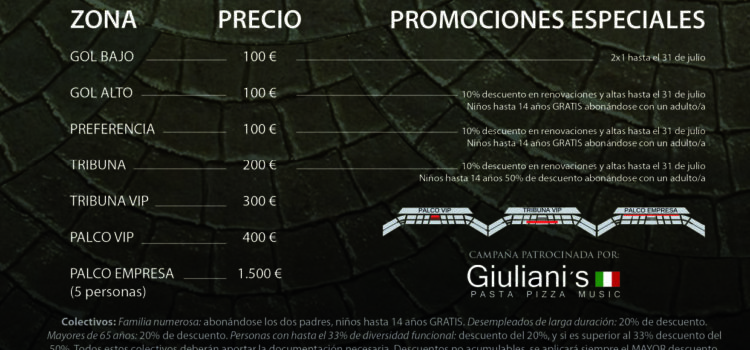 Tu abono CENTURIÓN: precios, descuentos y condiciones