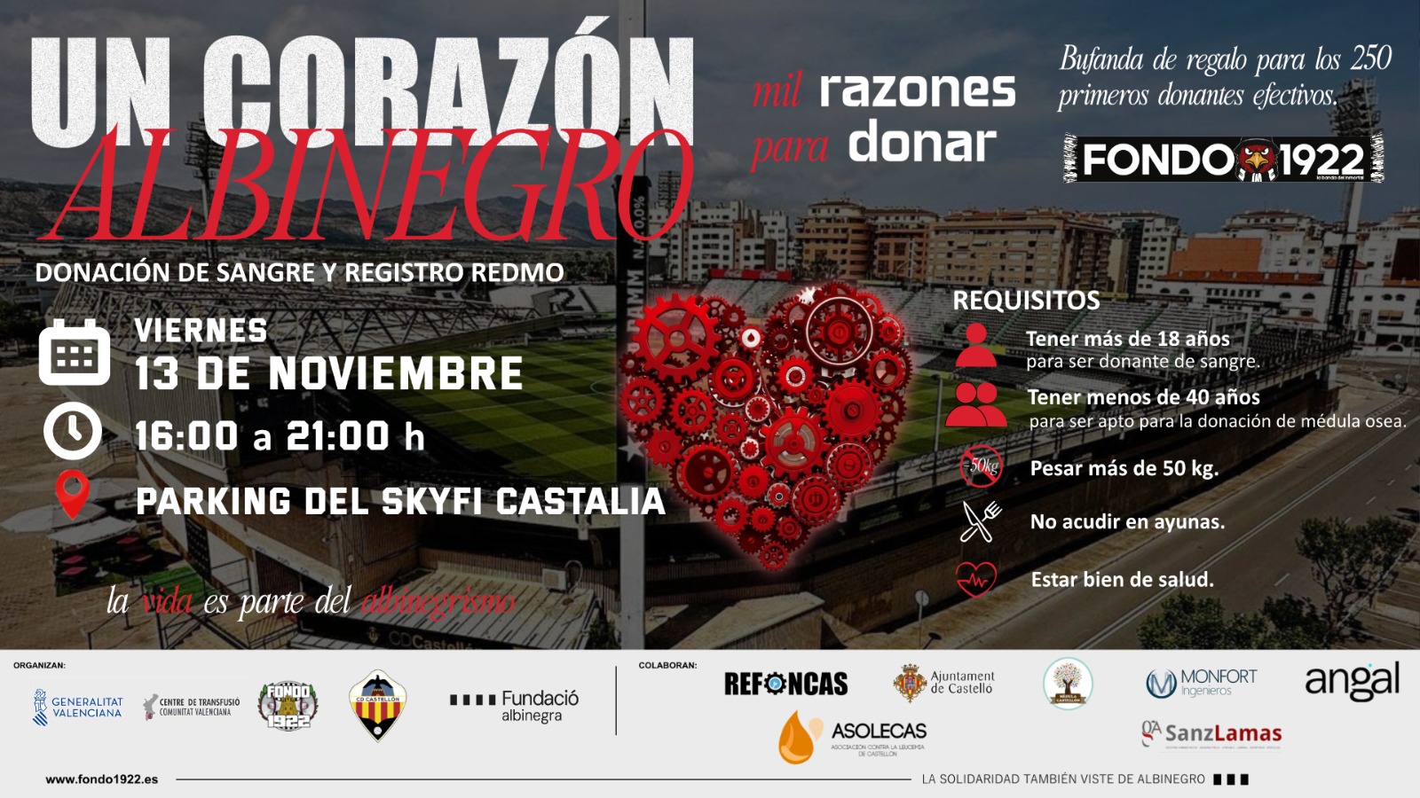El CD Castellón celebra una jornada de donación de sangre el 13 de noviembre